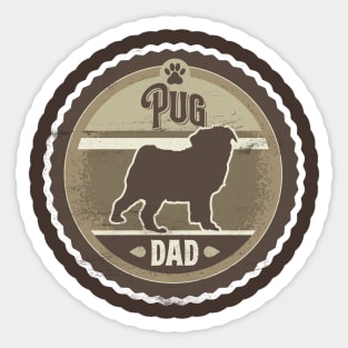 Pug Dad - Distressed Pug Silhouette Design Sticker